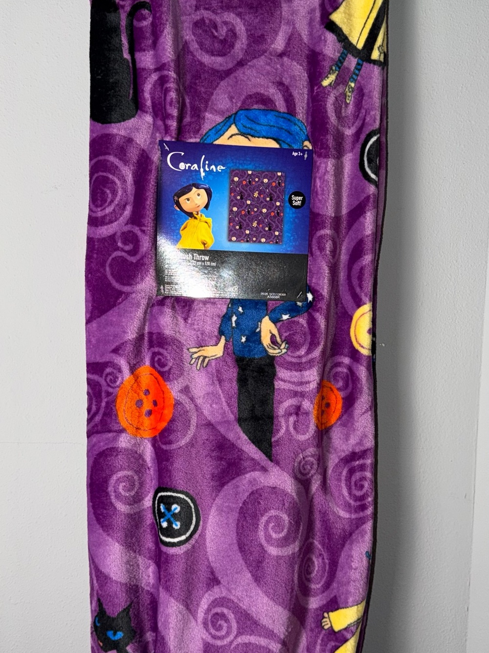 Coraline Purple Plush Throw Blanket - Official Character Design